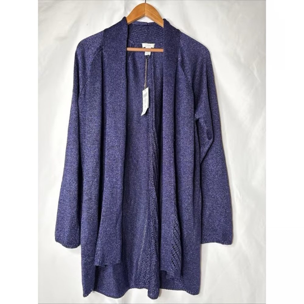 Elegant Purple Open Front Cardigan
